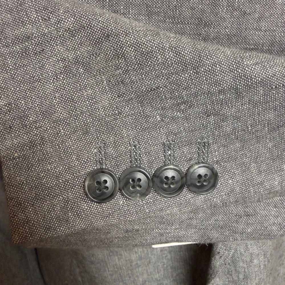 Stafford Signature‎ Grey Linen Cotton Blend Classic Fit Blazer Sport Coat 46 LNG